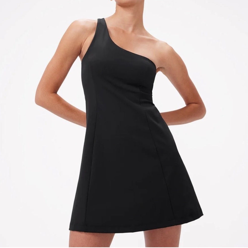 Outdoor Voices Black One-Shoulder Dress